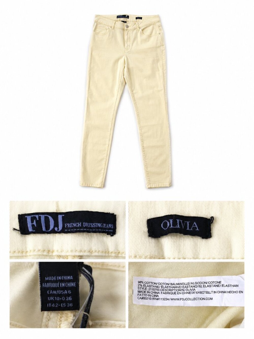 FDJ Olivia Butter Yellow Straight Slim Ankle Jeans - Size 6 - NWT - Picture 7 of 9